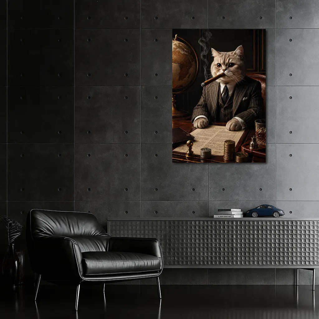 Boss Cat Godfather Suit Cigar Office – Wall Art
