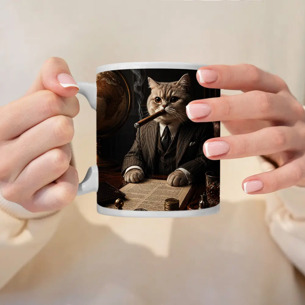 Boss Cat Godfather Suit Cigar Office – Mugs