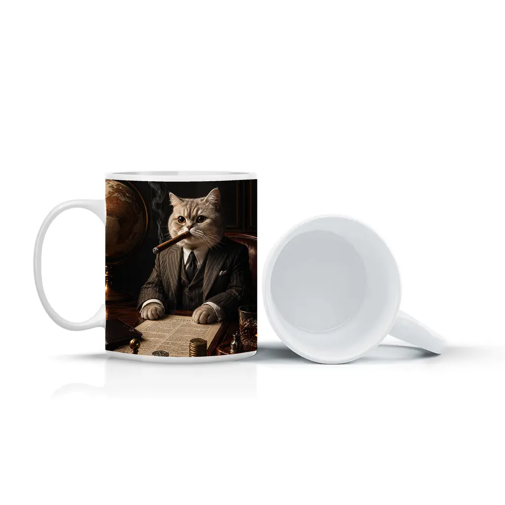 Boss Cat Godfather Suit Cigar Office – Mugs