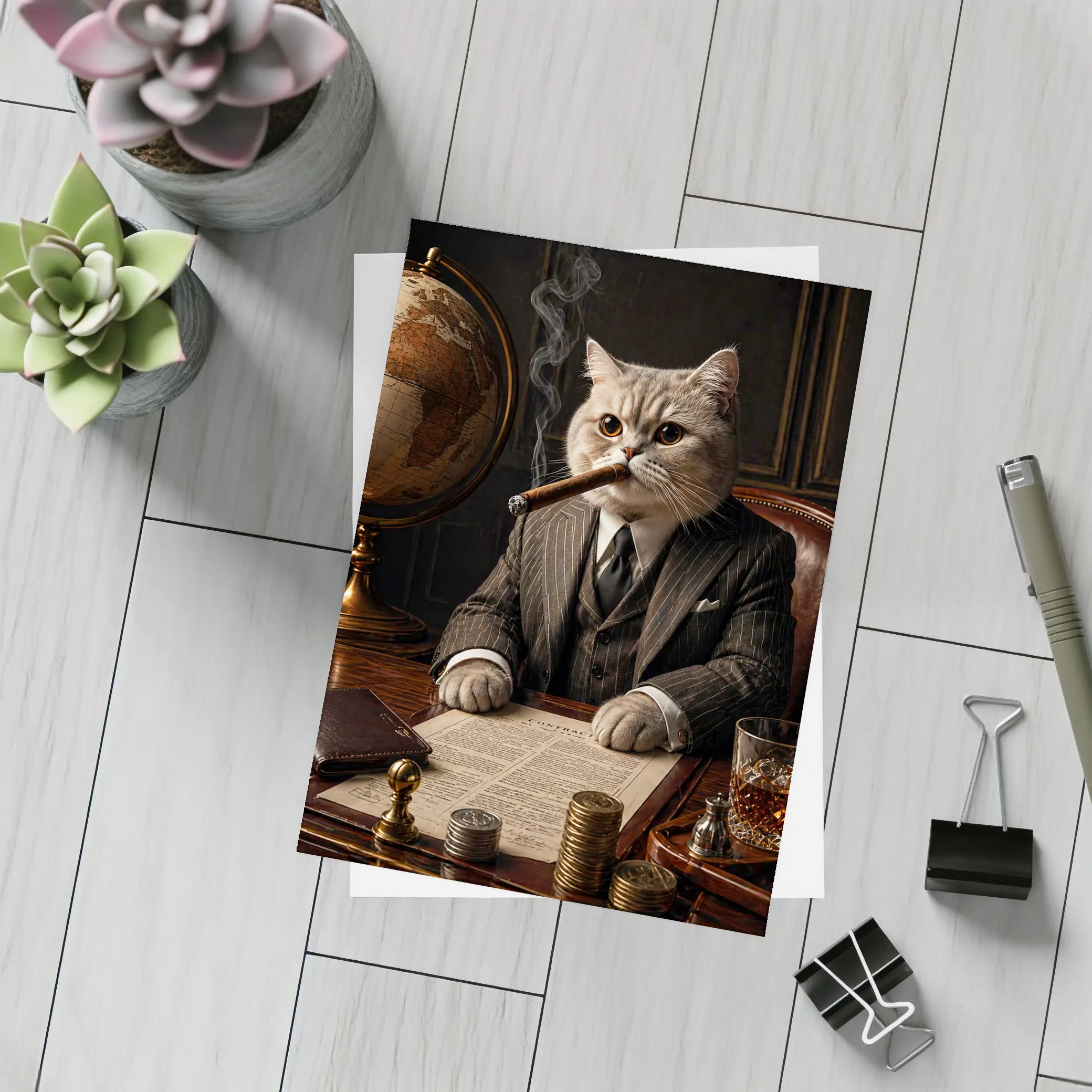 Boss Cat Godfather Suit Cigar Office – Postcards