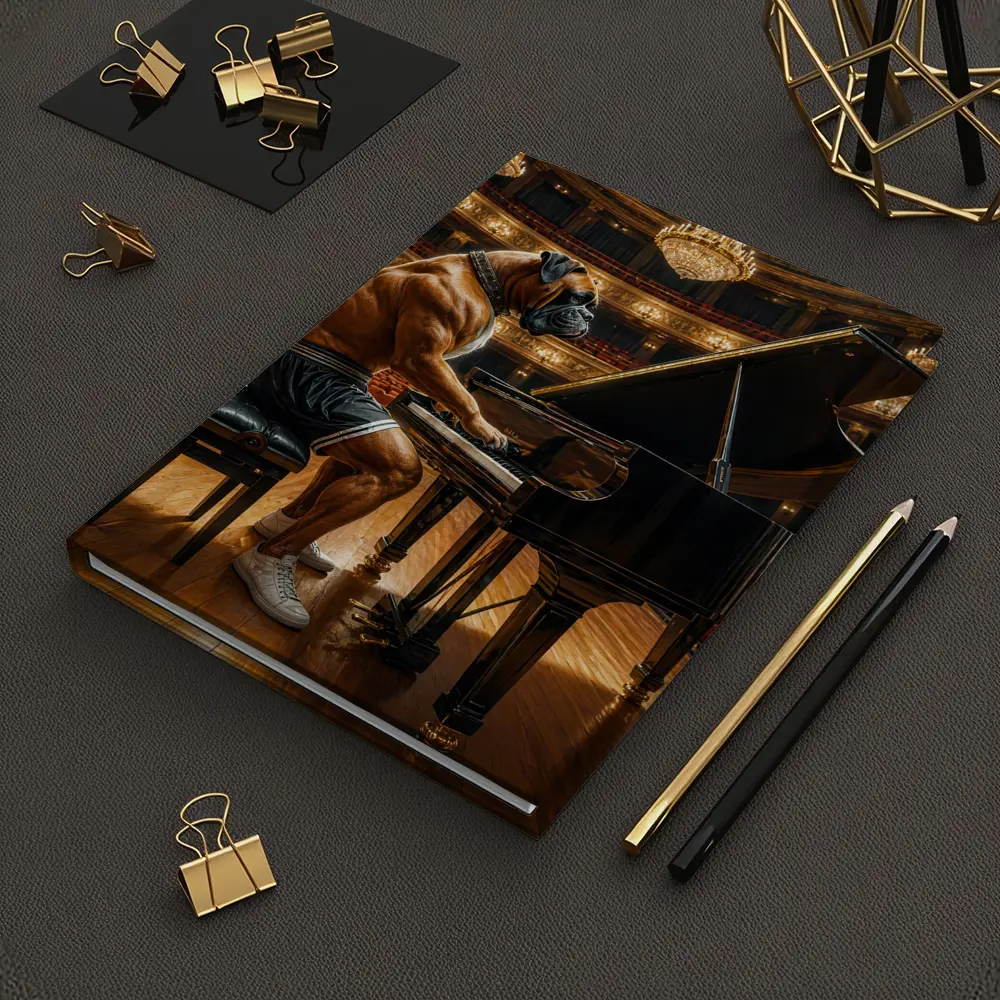 Boxer Dog Playing Piano Concert Hall – Notebooks