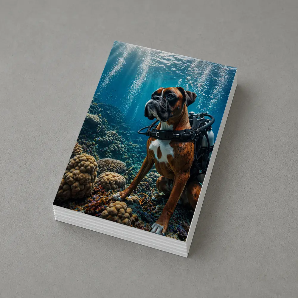 Boxer Dog Scuba Diving Coral Reef Underwater – Postcards