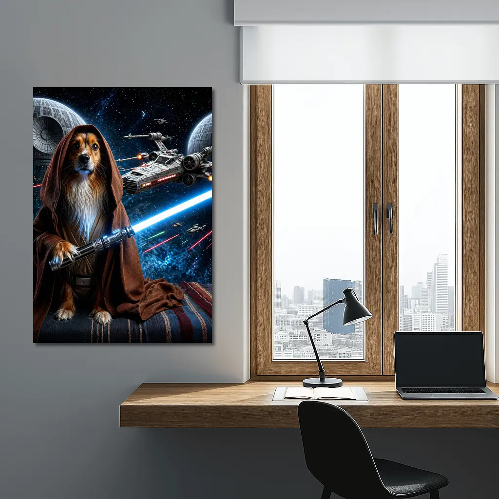 Shetland Sheepdog Jedi Knight Epic Space Battle – Wall Art