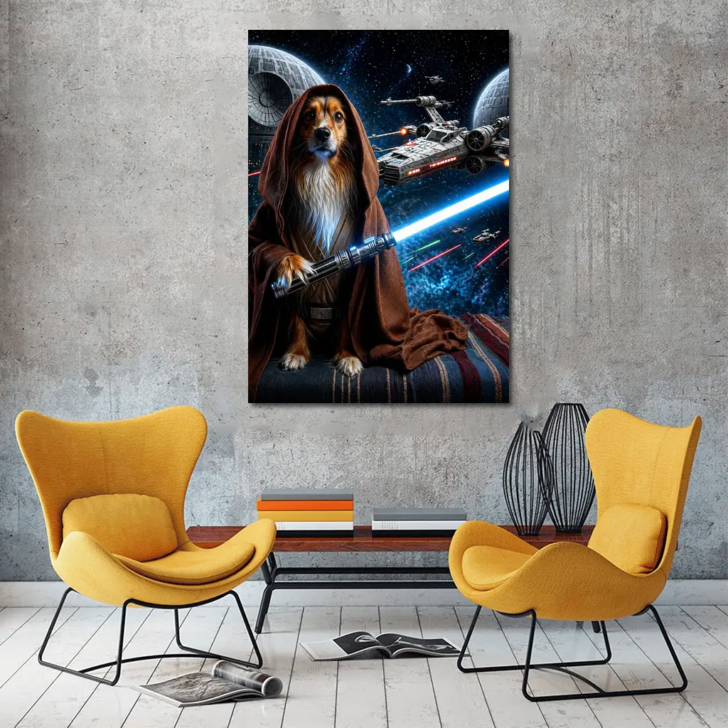 Shetland Sheepdog Jedi Knight Epic Space Battle – Wall Art
