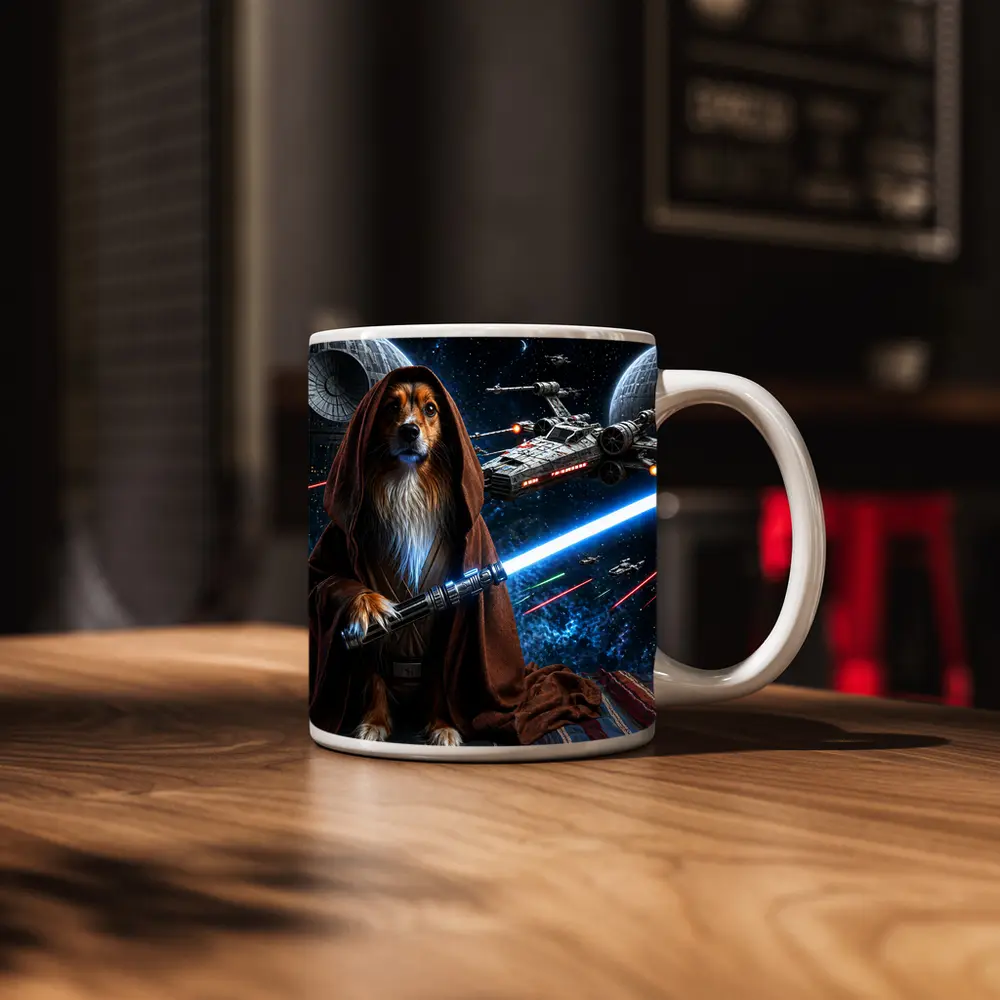Shetland Sheepdog Jedi Knight Epic Space Battle – Mugs