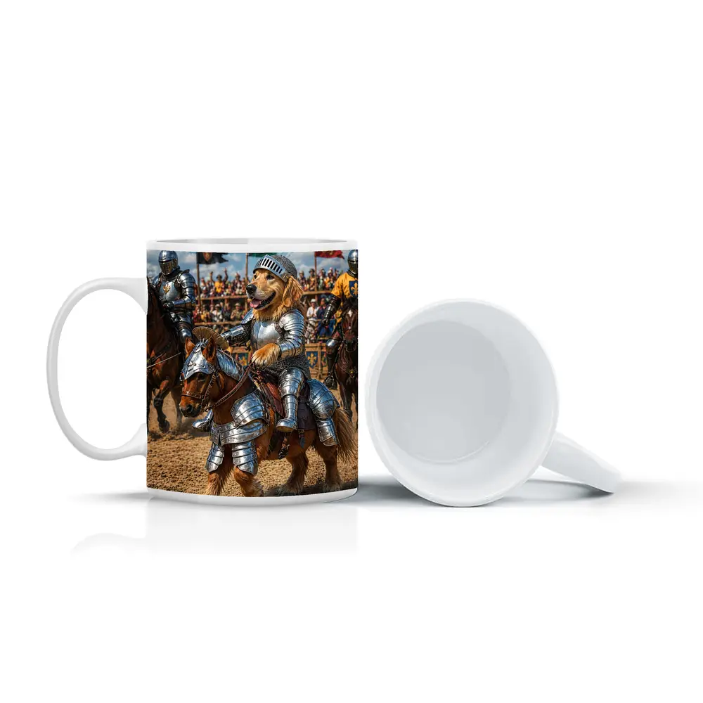 Golden Retriever Knight Riding Horse Tournament – Mugs
