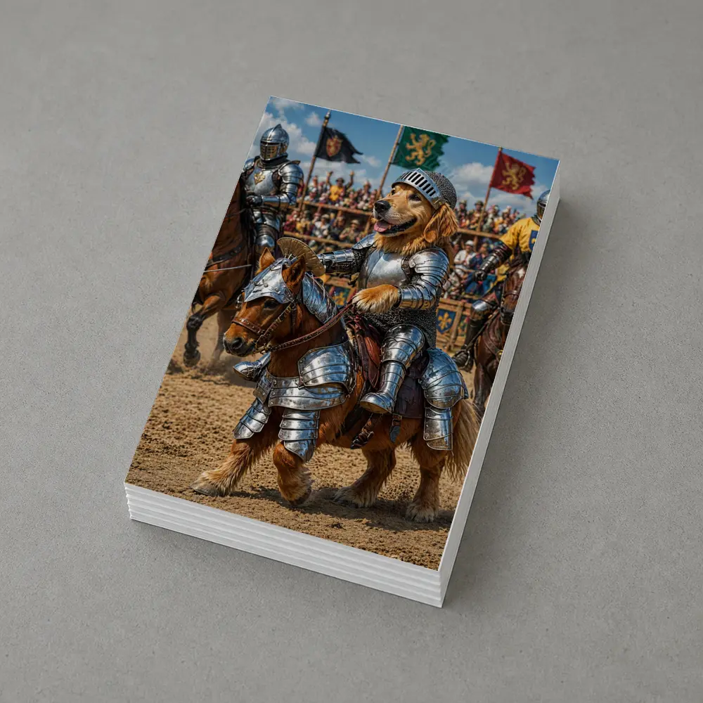 Golden Retriever Knight Riding Horse Tournament – Postcards