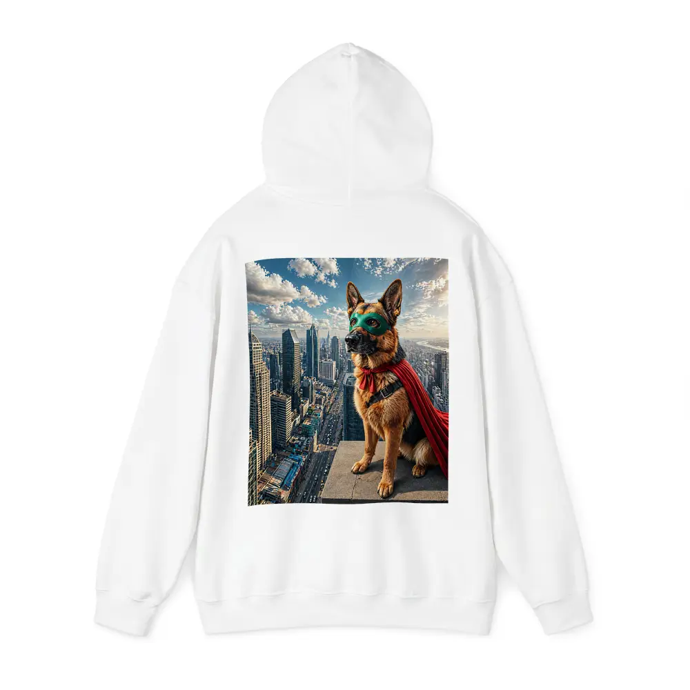 German Shepherd Superhero Cape City Skyline – Hoodies