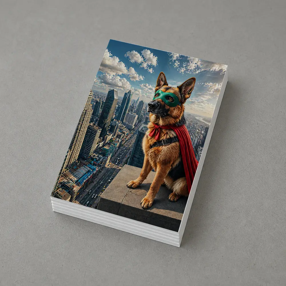 German Shepherd Superhero Cape City Skyline – Postcards