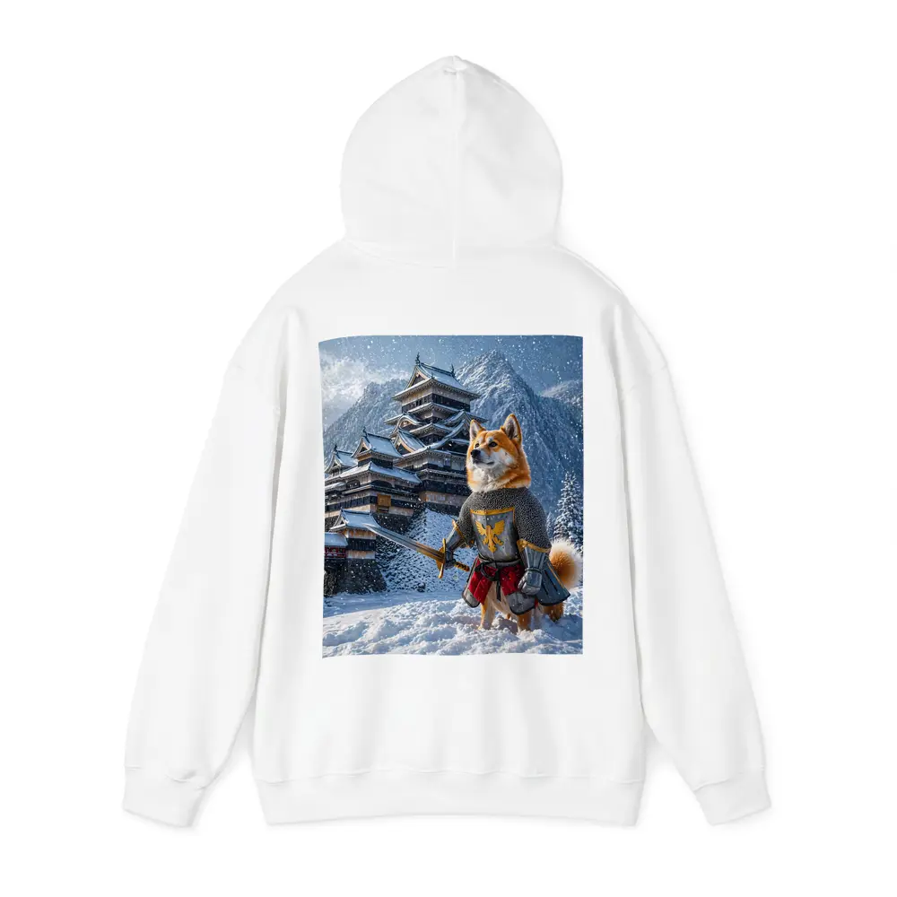 Shiba Inu Knight Warrior Snowy Japanese Castle – Hoodies