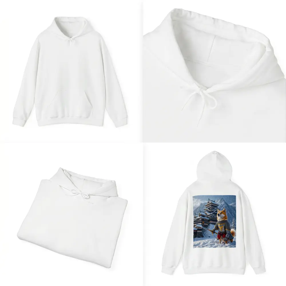 Shiba Inu Knight Warrior Snowy Japanese Castle – Hoodies