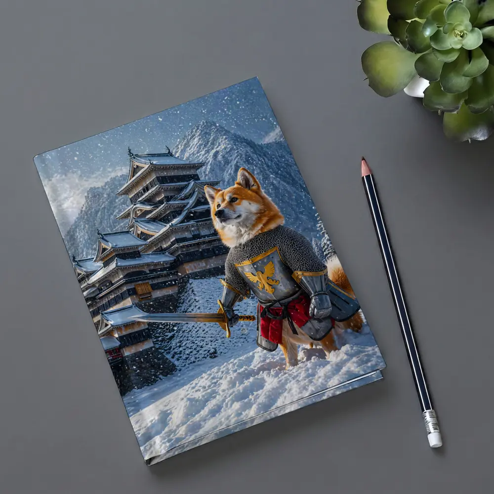 Shiba Inu Knight Warrior Snowy Japanese Castle – Notebooks
