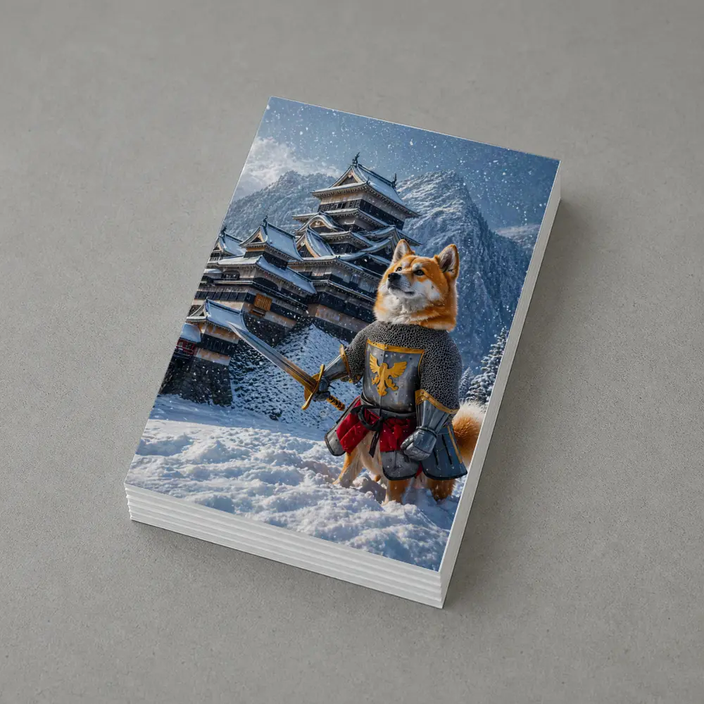 Shiba Inu Knight Warrior Snowy Japanese Castle – Postcards