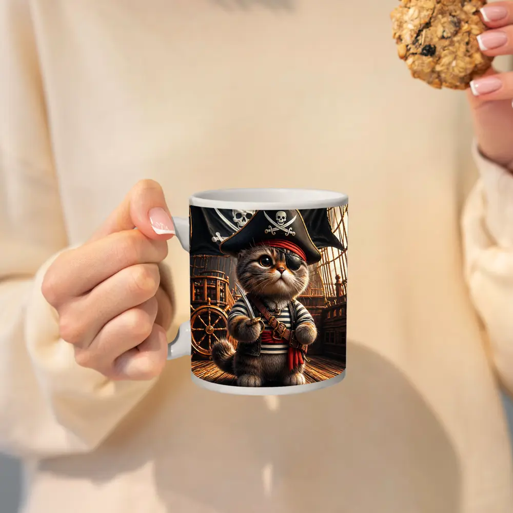 Pirate Cat On Wooden Ship Deck – Mugs