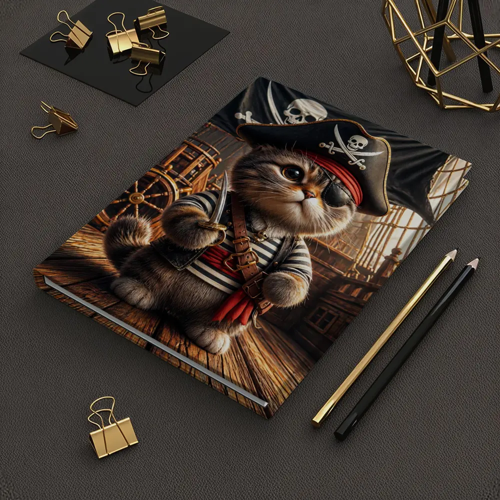 Pirate Cat On Wooden Ship Deck – Notebooks