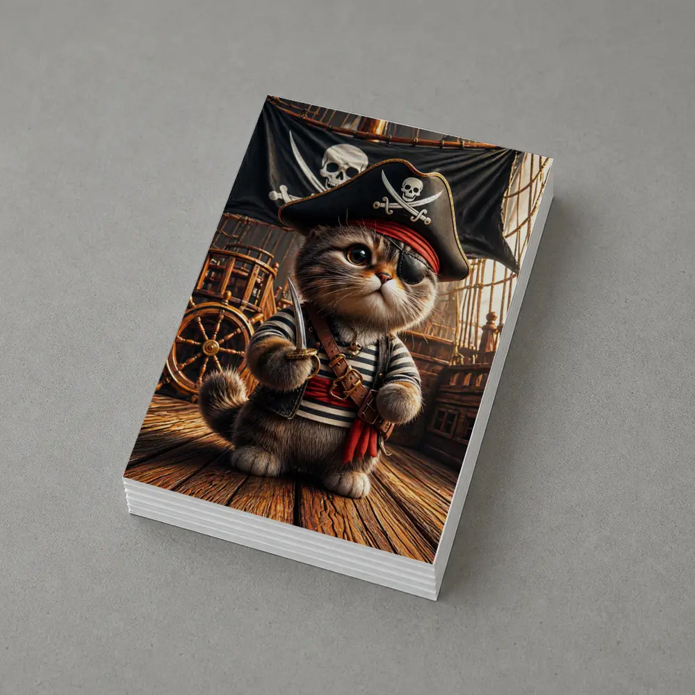 Pirate Cat On Wooden Ship Deck – Postcards