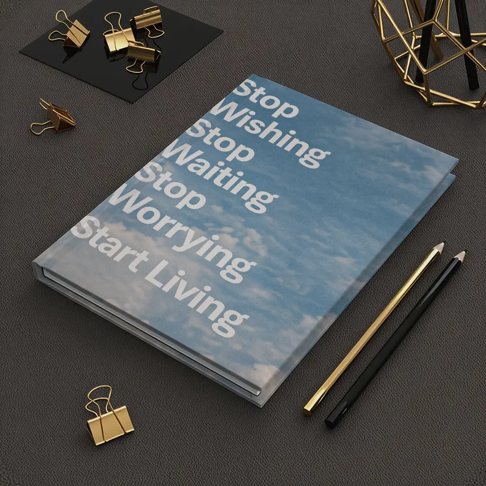 Stop Wishing Waiting Worrying Start Living Sky – Notebooks