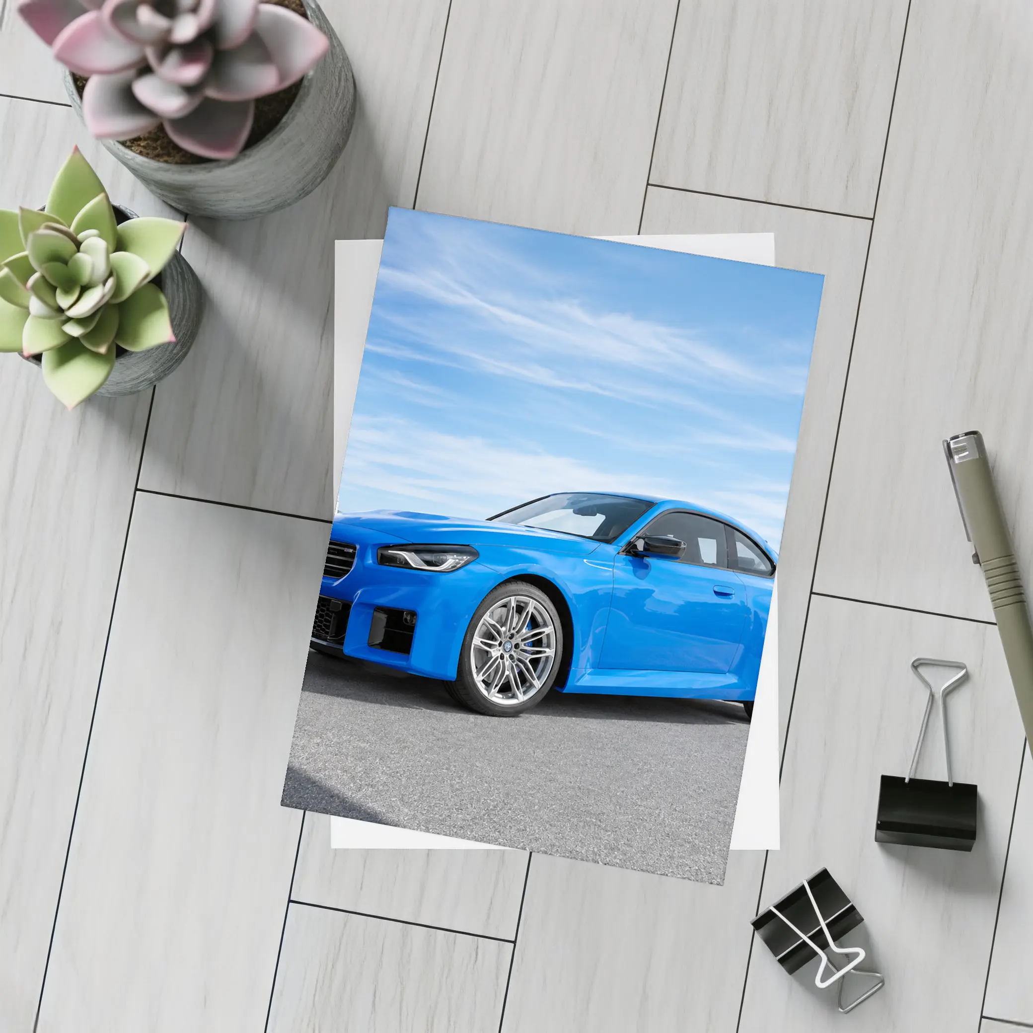 BMW M2 Coupe Blue Sunny Day Setting – Postcards