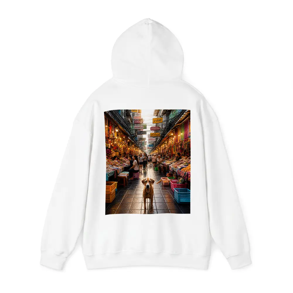 Dog Standing in Bangkok Thailand Street Market – Hoodies