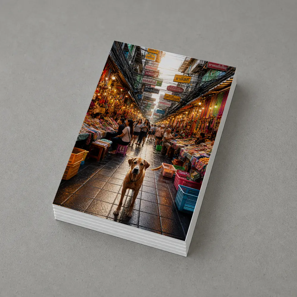 Dog Standing in Bangkok Thailand Street Market – Postcards