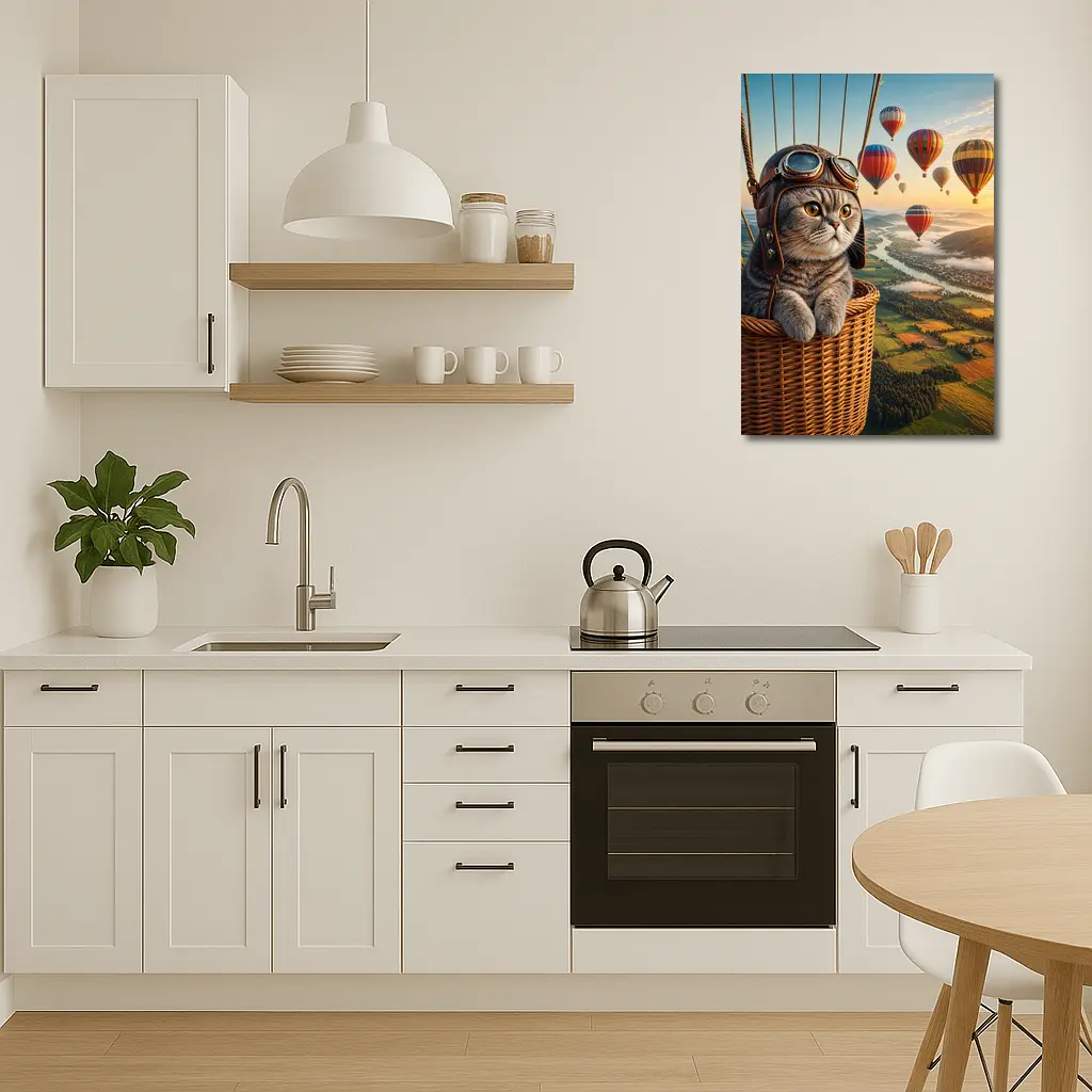 Scottish Fold Cat Hot Air Balloon Adventure – Wall Art