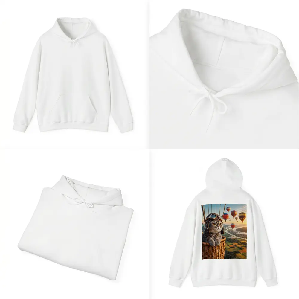Scottish Fold Cat Hot Air Balloon Adventure – Hoodies