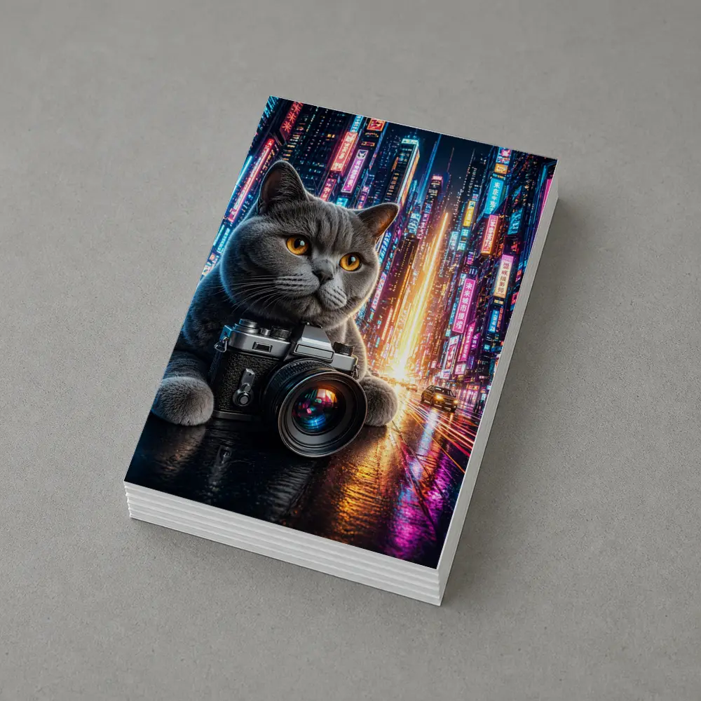 British Shorthair Cat Photographer Neon City – Postcards