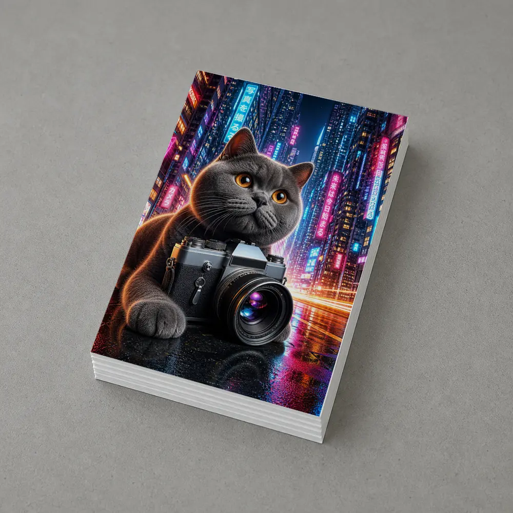 British Shorthair Cat Photographer Neon City – Postcards