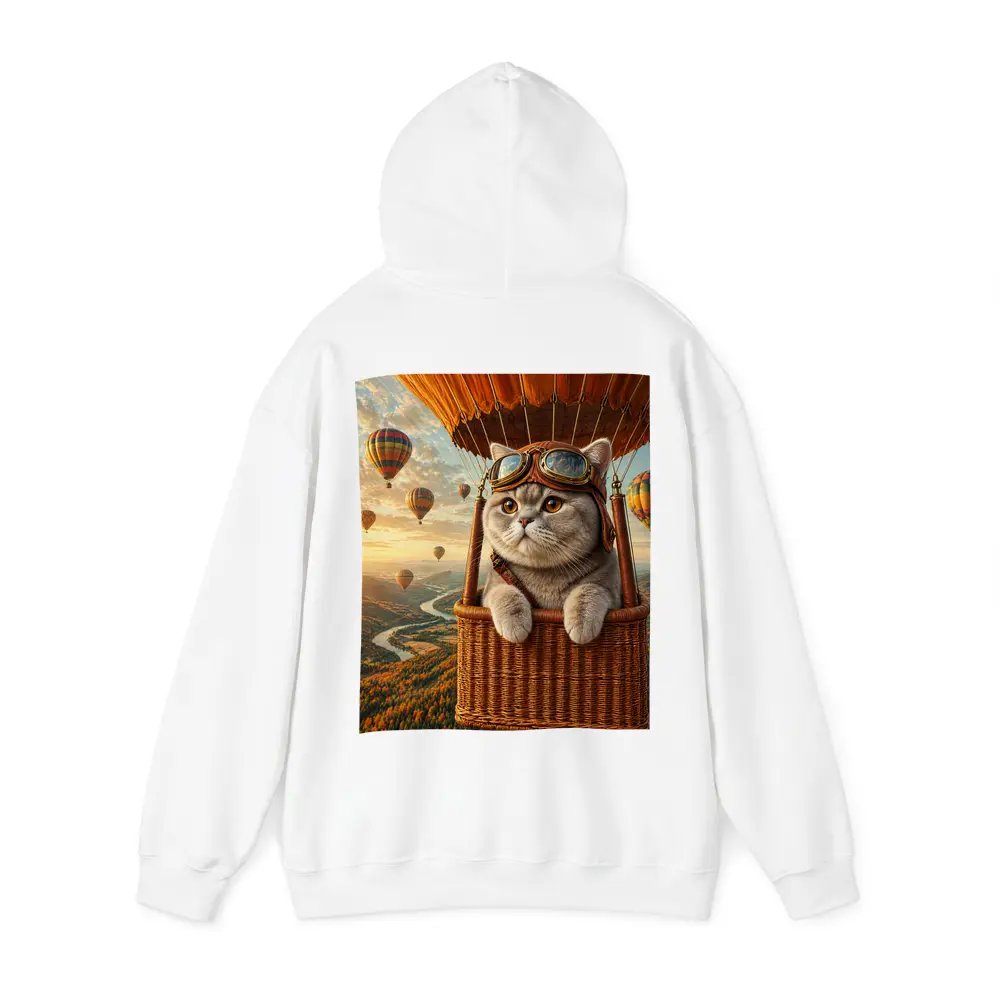 British Shorthair Cat Hot Air Balloon Adventure – Hoodies