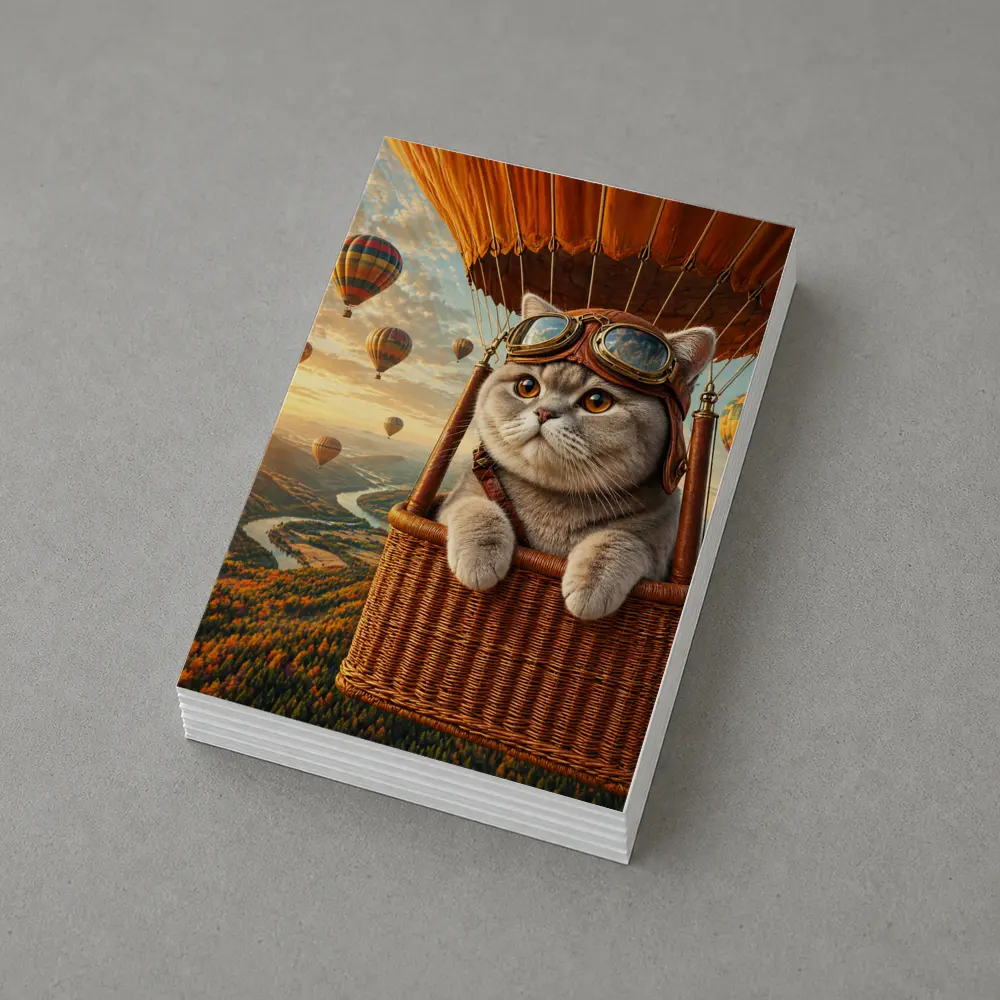British Shorthair Cat Hot Air Balloon Adventure – Postcards