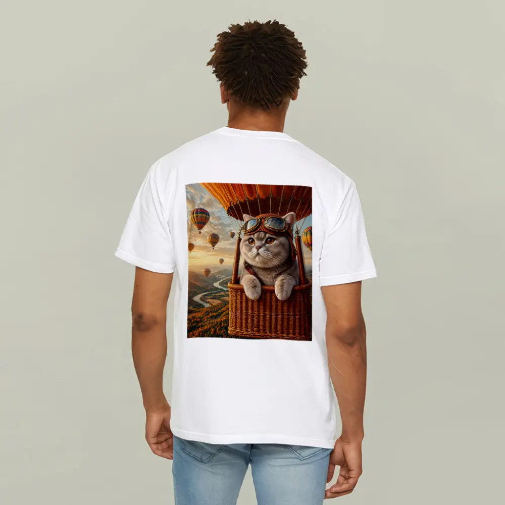 British Shorthair Cat Hot Air Balloon Adventure – T-Shirts