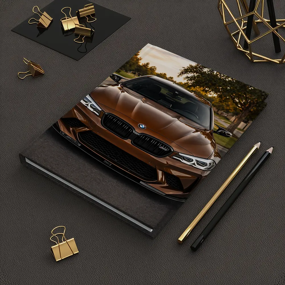 BMW M5 Brown Front View Suburban Sunset – Notebooks