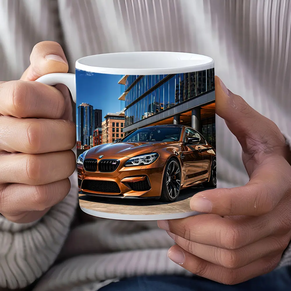 BMW M6 Bronze Coupe Urban City Setting – Mugs