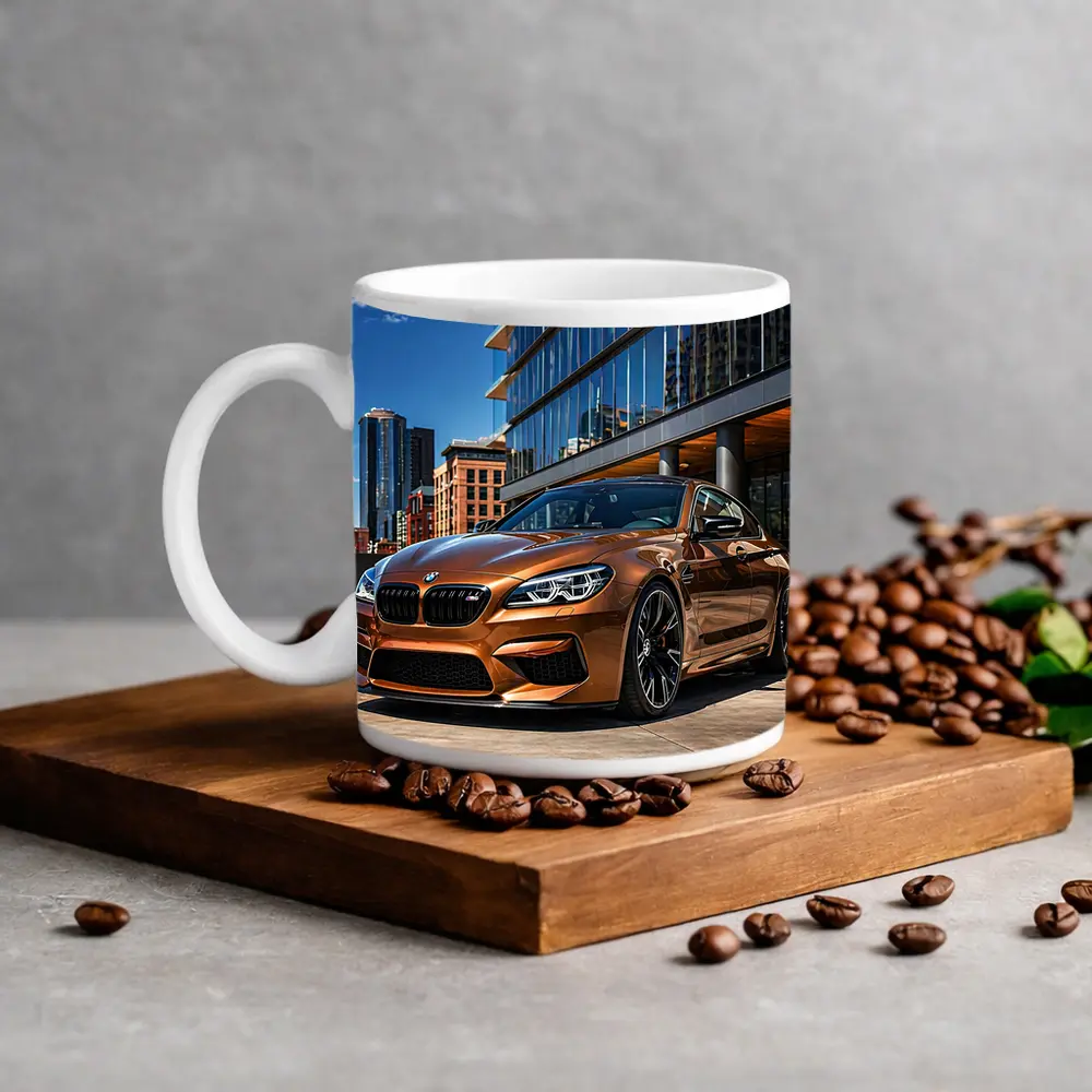 BMW M6 Bronze Coupe Urban City Setting – Mugs