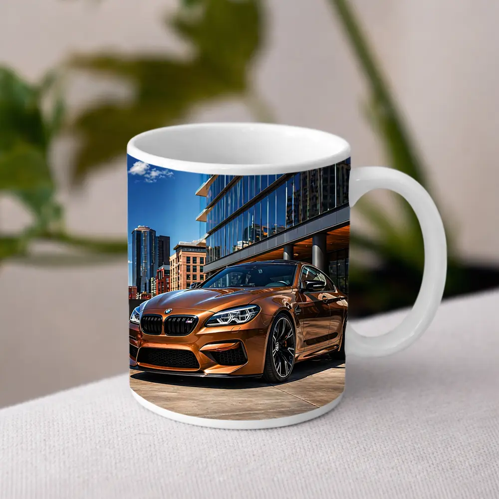 BMW M6 Bronze Coupe Urban City Setting – Mugs