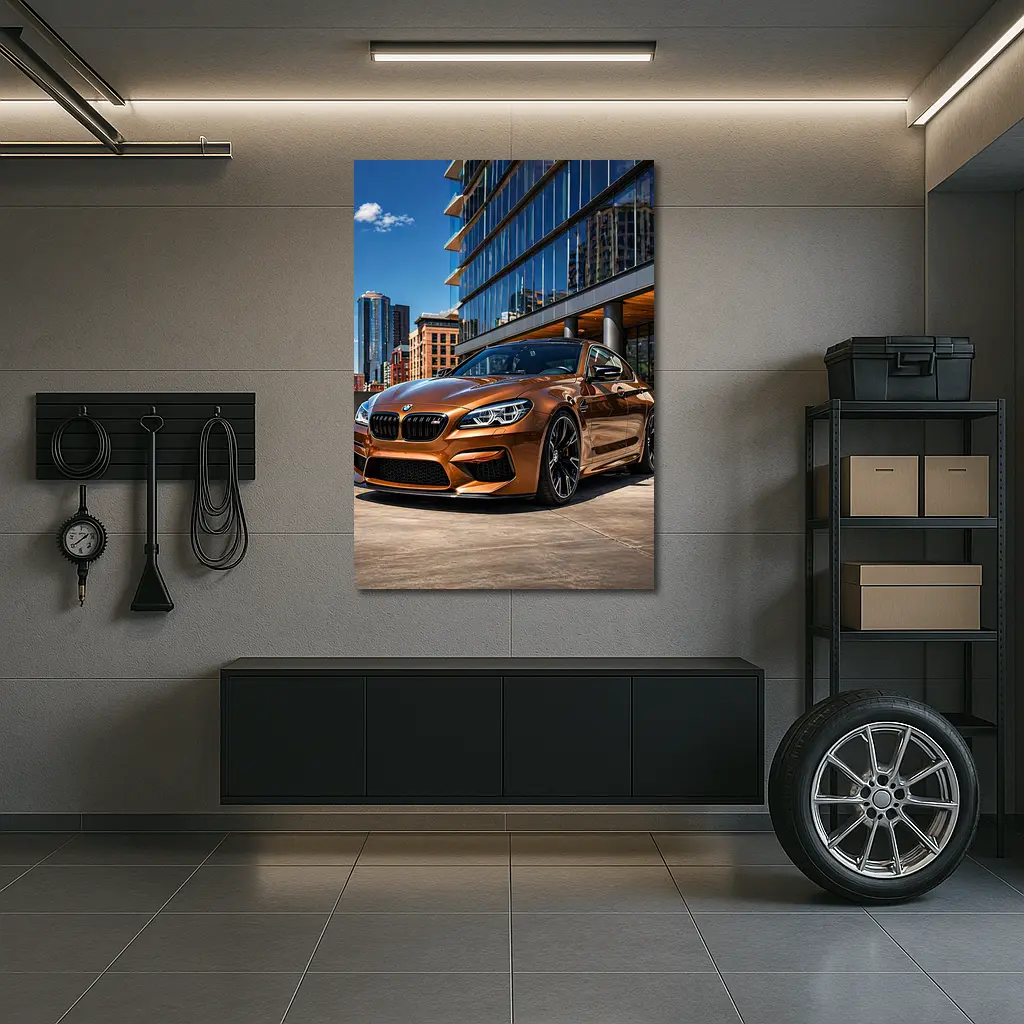 BMW M6 Bronze Coupe Urban City Setting – Wall Art