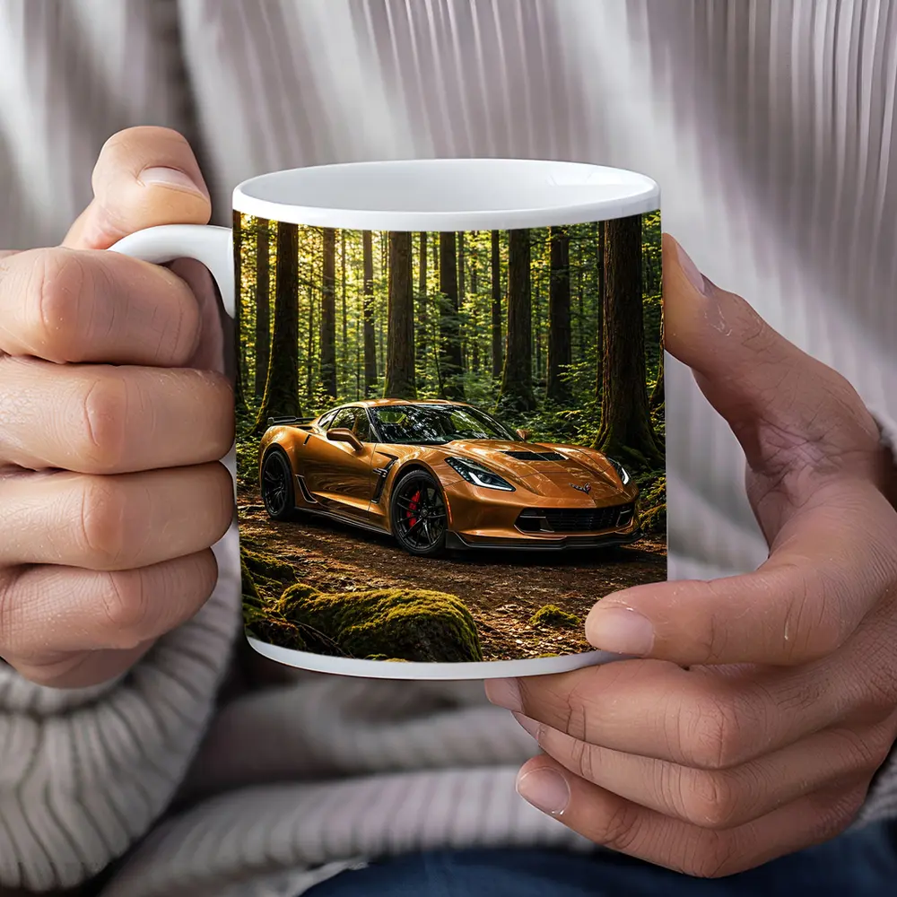 Chevrolet Corvette Bronze Supercar Forest Setting – Mugs