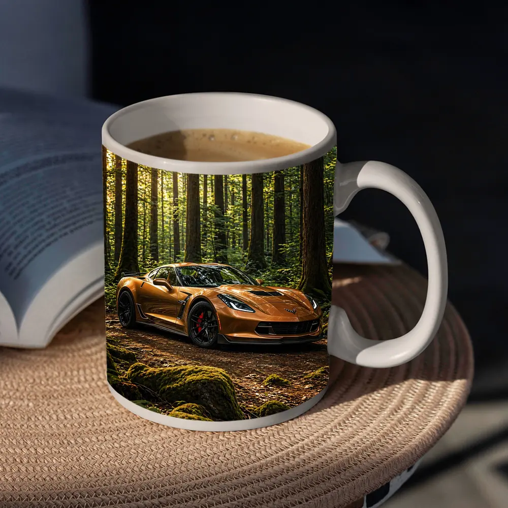 Chevrolet Corvette Bronze Supercar Forest Setting – Mugs