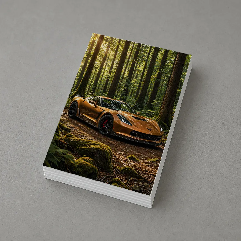 Chevrolet Corvette Bronze Supercar Forest Setting – Postcards