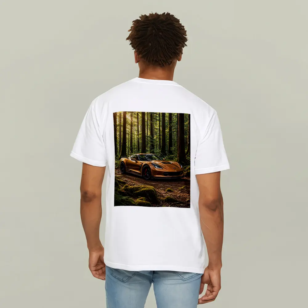 Chevrolet Corvette Bronze Supercar Forest Setting – T-Shirts