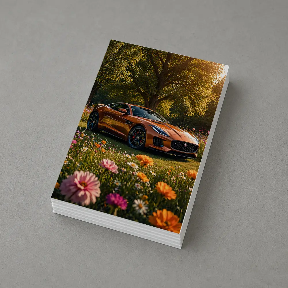 Jaguar F-Type Orange Sports Car Flower Field – Postcards