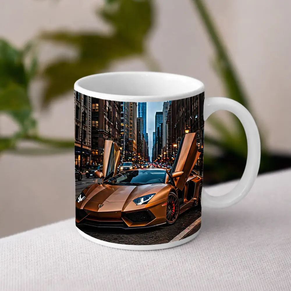Lamborghini Aventador Gold City Street – Mugs