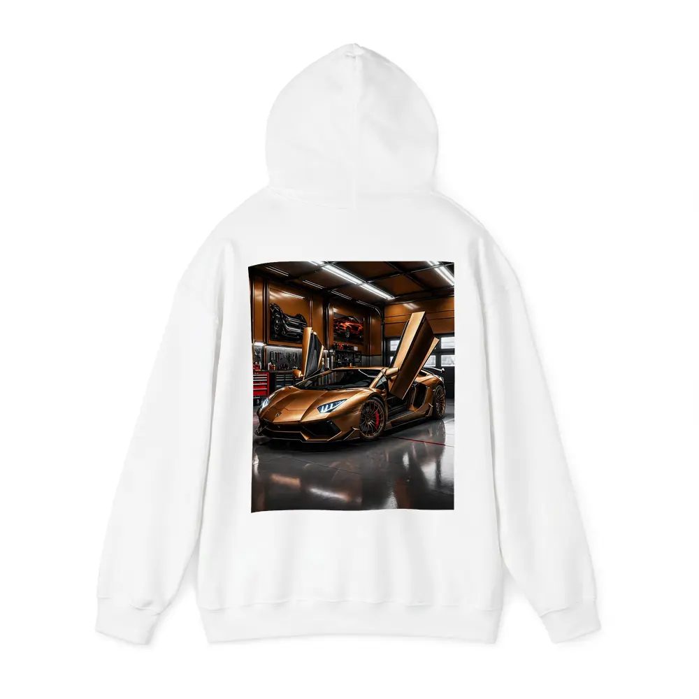 Gold Lamborghini Aventador Inside Luxury Garage – Hoodies
