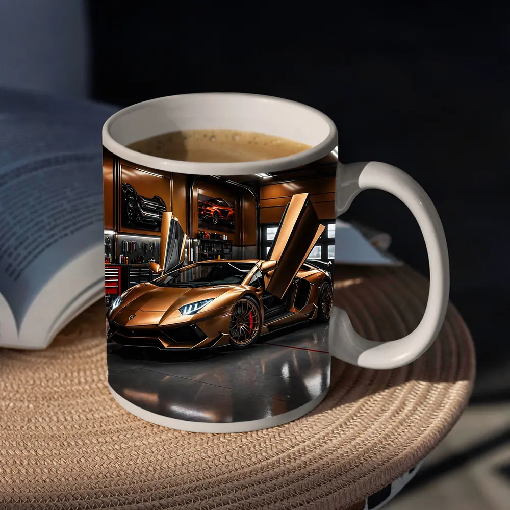 Gold Lamborghini Aventador Inside Luxury Garage – Mugs