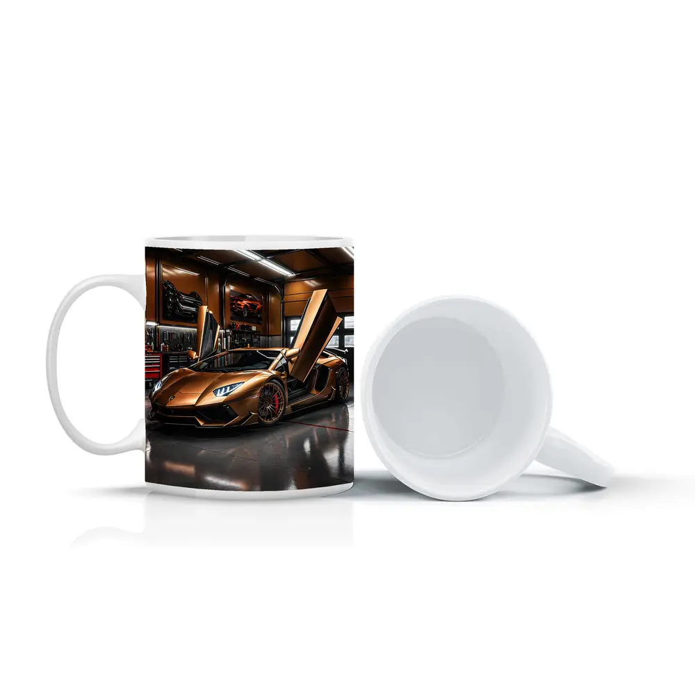 Gold Lamborghini Aventador Inside Luxury Garage – Mugs