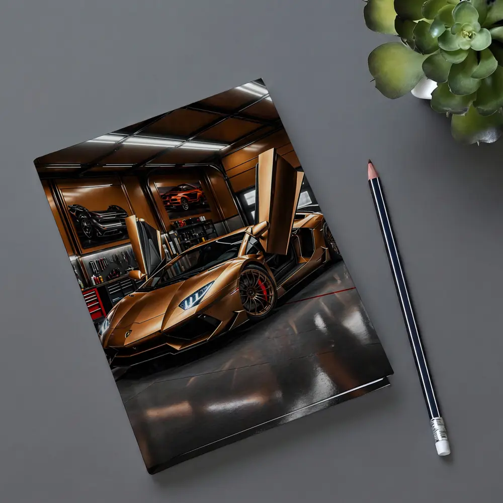 Gold Lamborghini Aventador Inside Luxury Garage – Notebooks