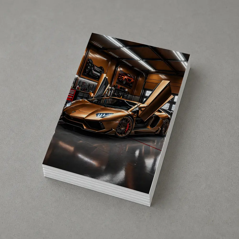Gold Lamborghini Aventador Inside Luxury Garage – Postcards