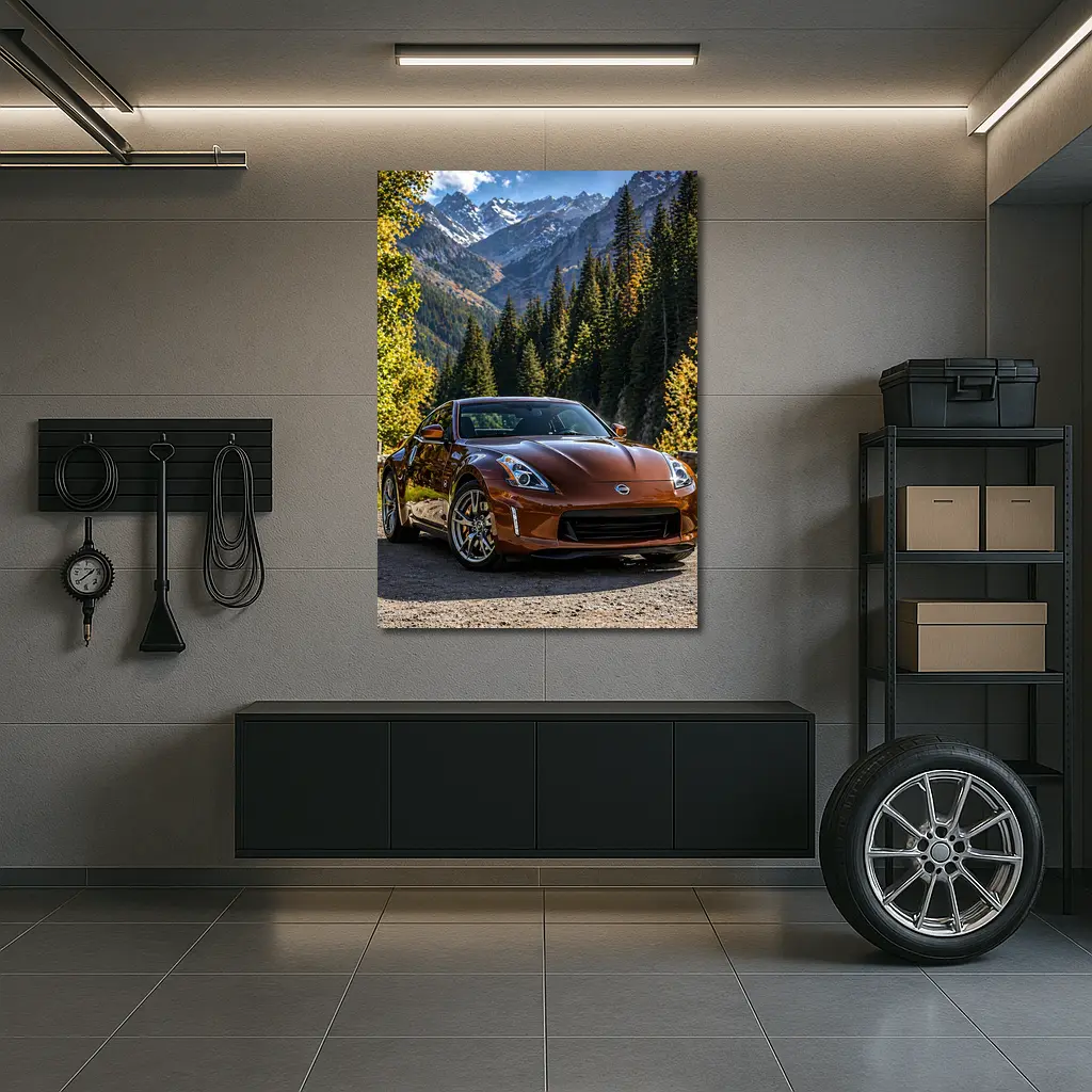 Nissan 370Z Brown Sports Car Mountain Setting – Wall Art