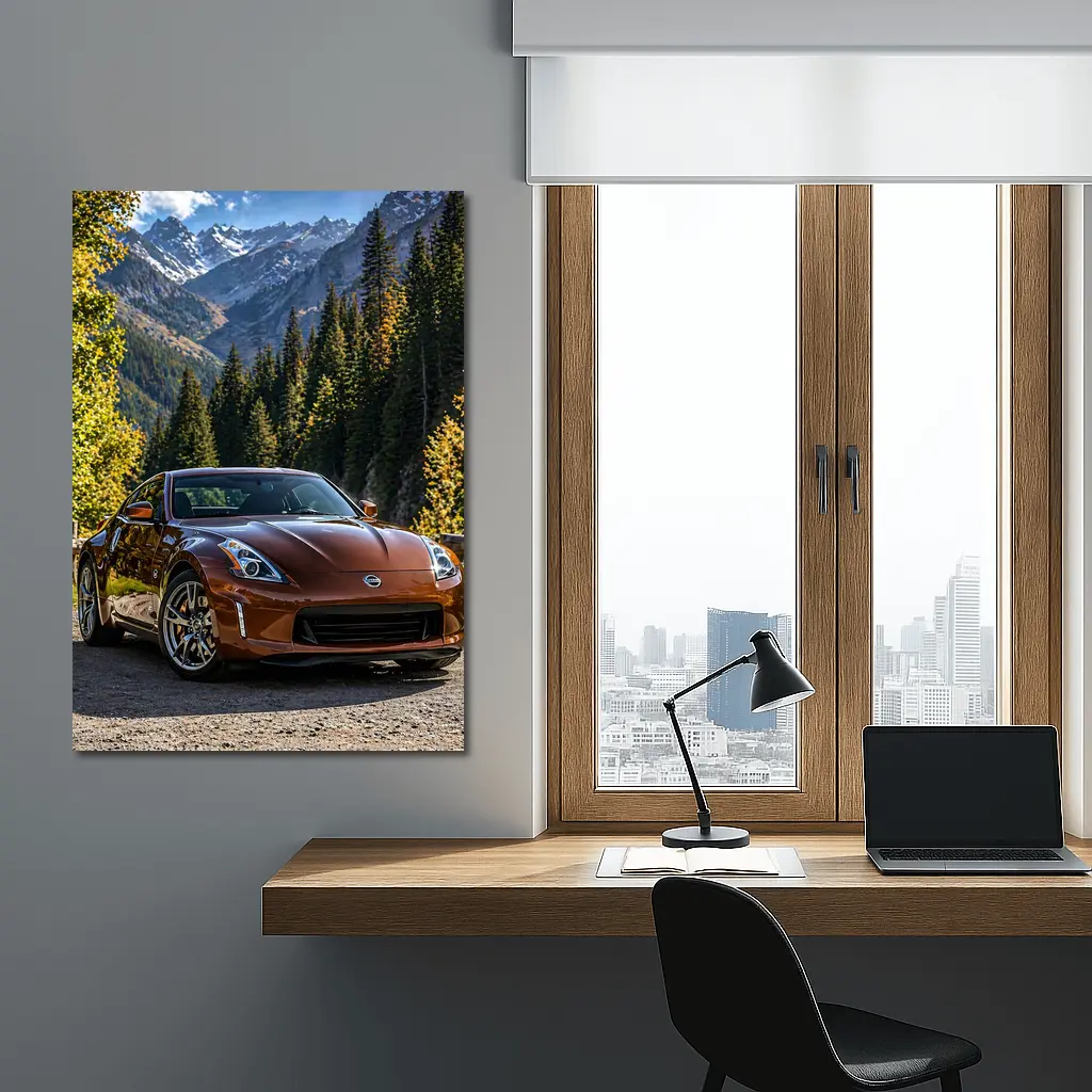 Nissan 370Z Brown Sports Car Mountain Setting – Wall Art