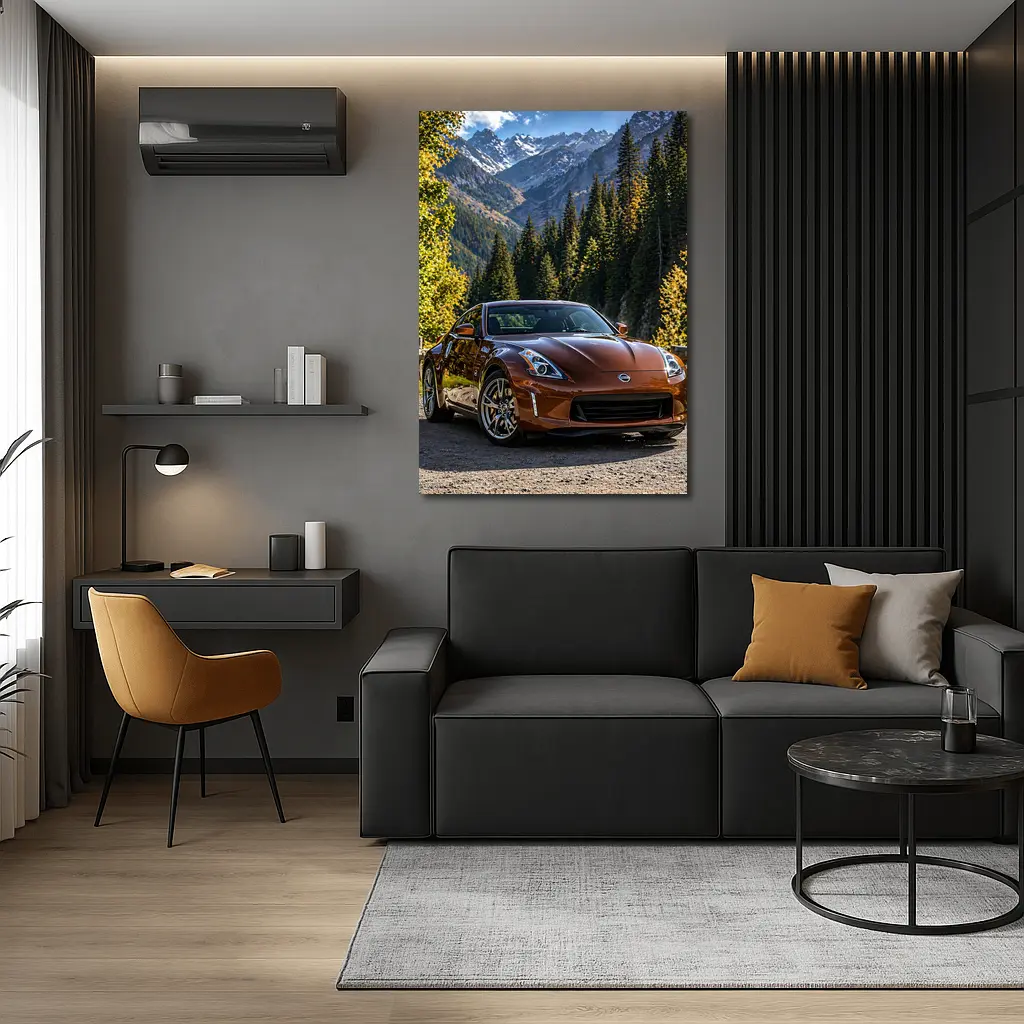 Nissan 370Z Brown Sports Car Mountain Setting – Wall Art